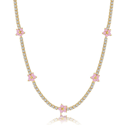 [Bijoux Regalia] Collier tennis luxueux à fleurs colorées