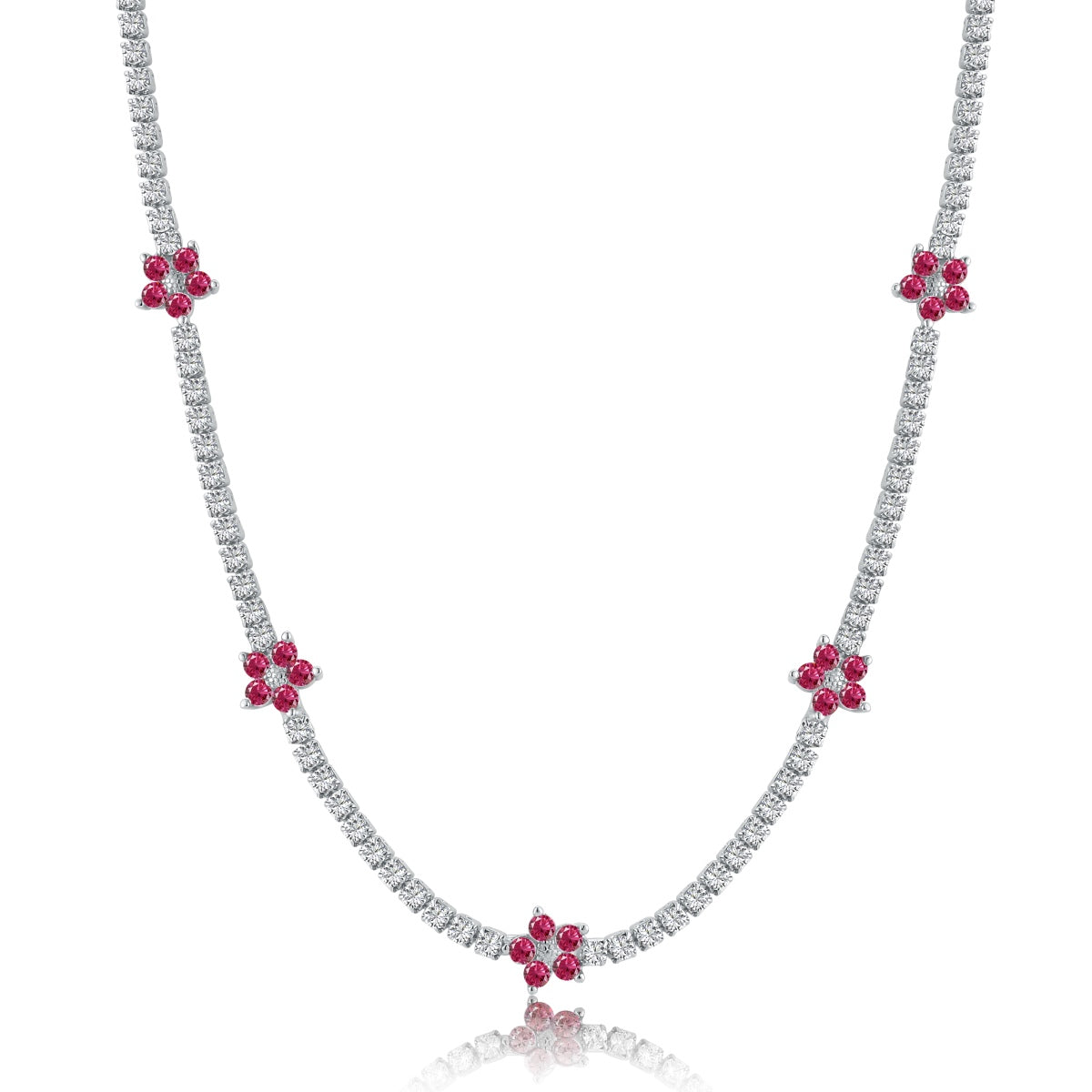 [Bijoux Regalia] Collier tennis luxueux à fleurs colorées