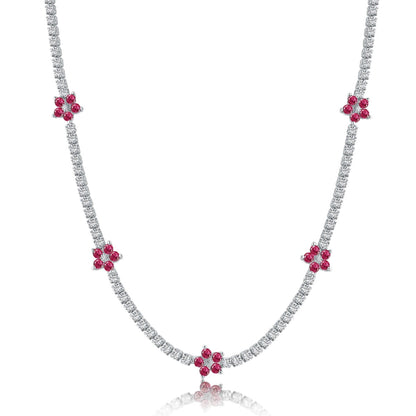 [Bijoux Regalia] Collier tennis luxueux à fleurs colorées