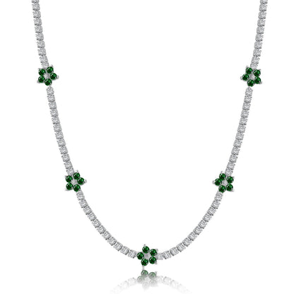[Bijoux Regalia] Collier tennis luxueux à fleurs colorées