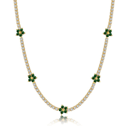 [Bijoux Regalia] Collier tennis luxueux à fleurs colorées
