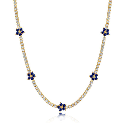 [Bijoux Regalia] Collier tennis luxueux à fleurs colorées