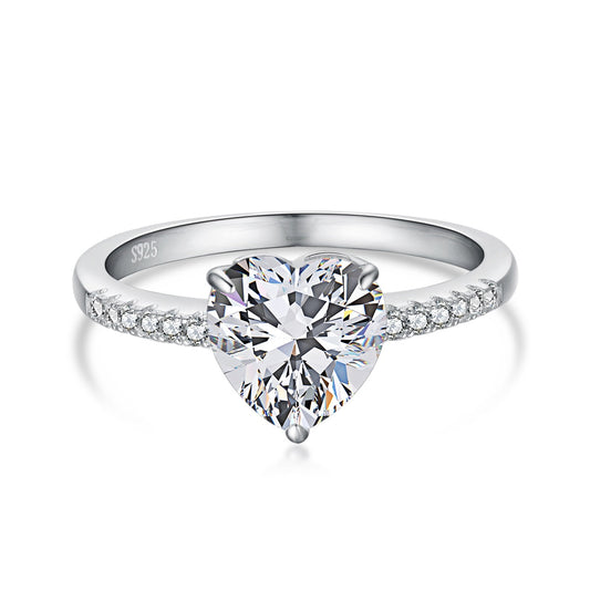[Joyas Regalia] Anillo de amante con corte de corazón deslumbrante y brillante de 2.0 quilates