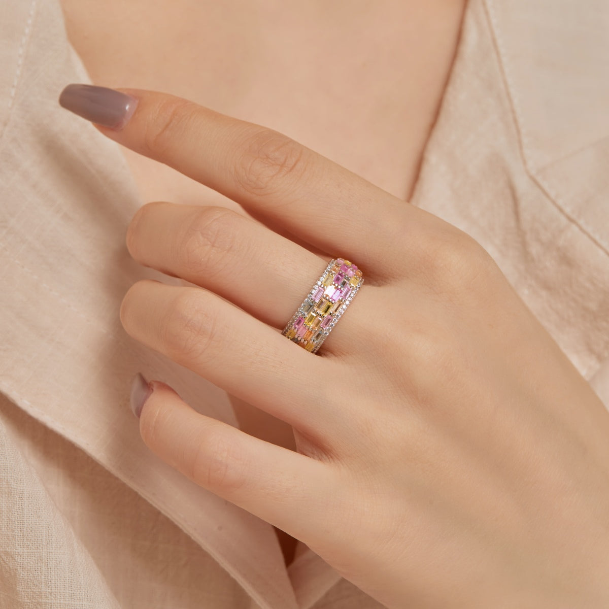 [Joyas Regalia] Anillo diario de corte radiante y colorido
