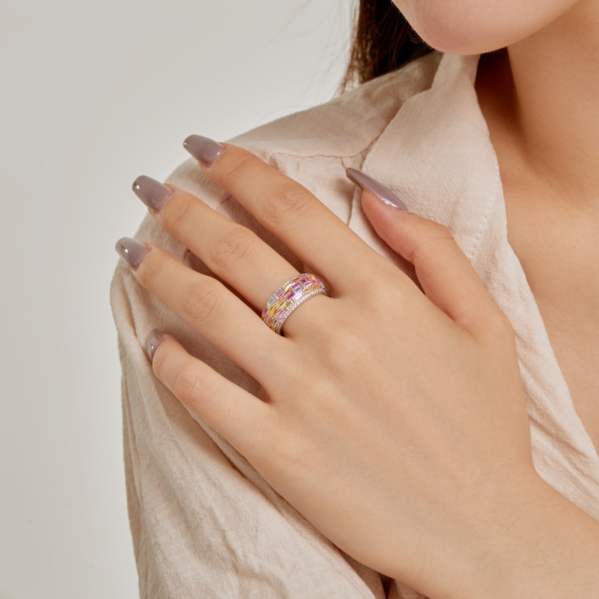 [Joyas Regalia] Anillo diario de corte radiante y colorido