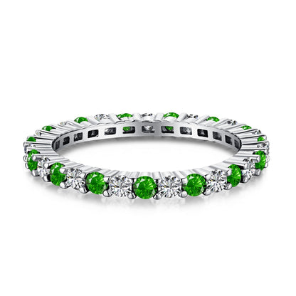 [Regalia jewelry]Exquisite Colorful Round Cut Tennis Ring