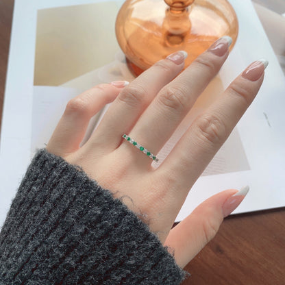 [Regalia jewelry]Exquisite Colorful Round Cut Tennis Ring