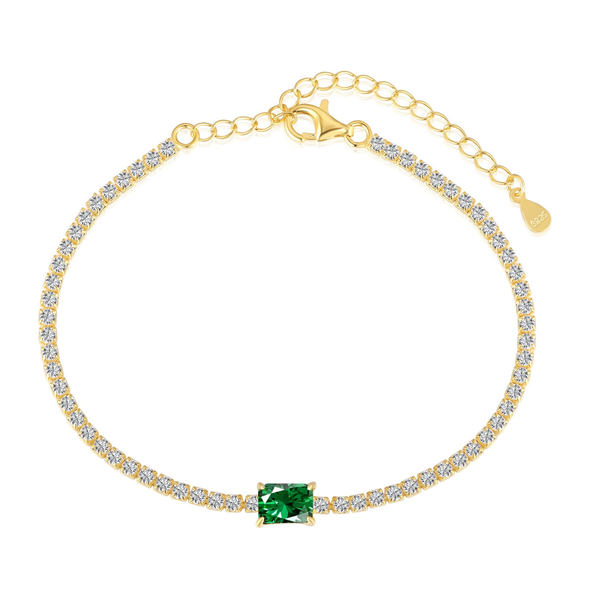[Bijoux Regalia] Bracelet de banquet unique taille émeraude de 1,0 carat