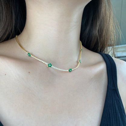 [Bijoux Regalia] Collier tennis luxueux à fleurs colorées