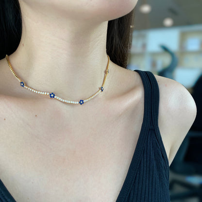 [Bijoux Regalia] Collier tennis luxueux à fleurs colorées