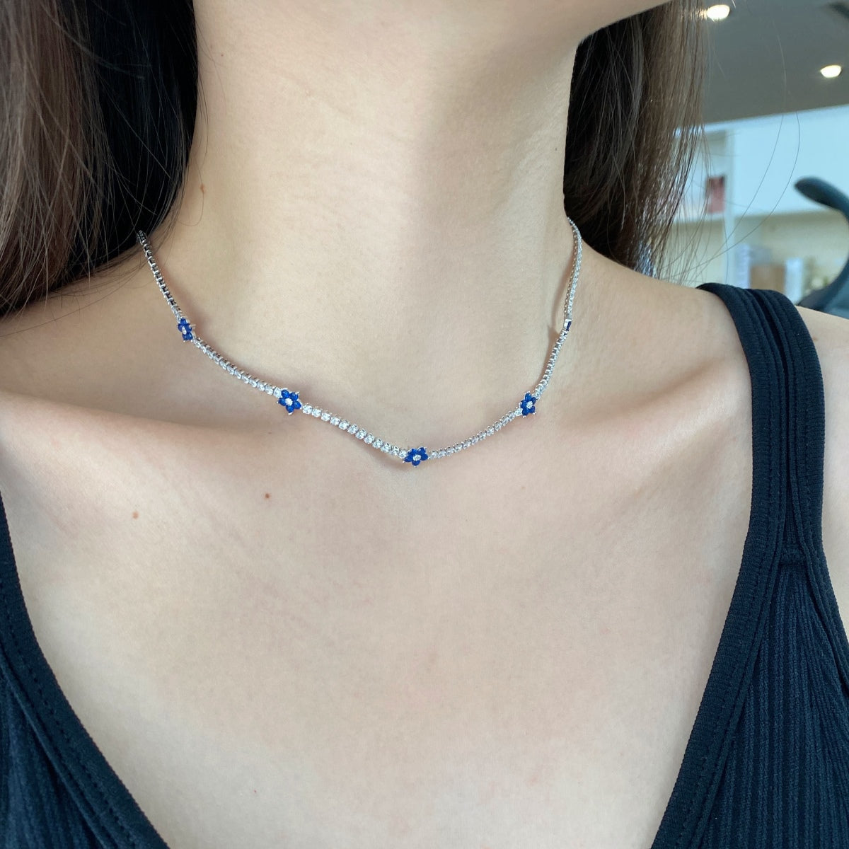 [Bijoux Regalia] Collier tennis luxueux à fleurs colorées