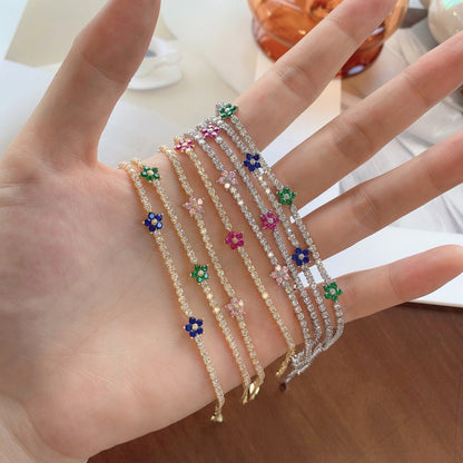 [Bijoux Regalia] Bracelet tennis en forme de fleur scintillante