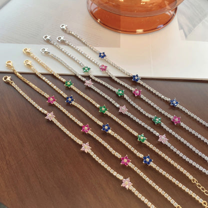 [Bijoux Regalia] Bracelet tennis en forme de fleur scintillante