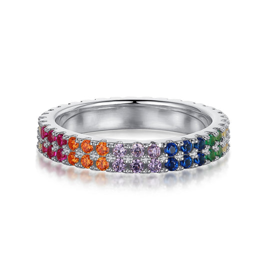 [Joyas Regalia] Anillo de tenis único, colorido y de corte redondo
