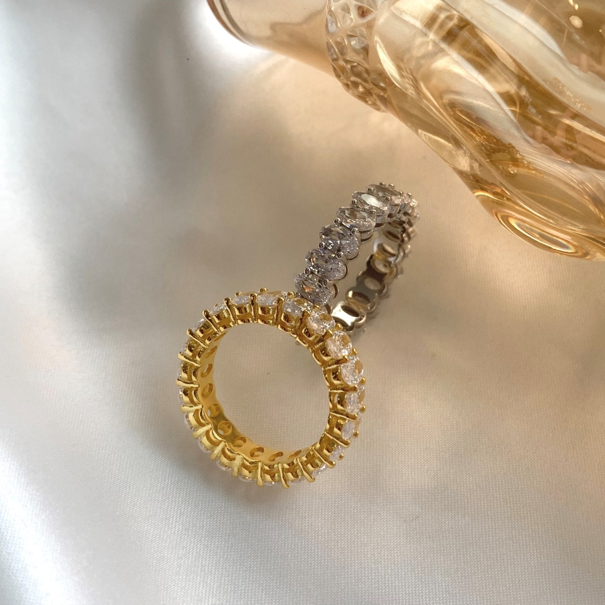 [Joyas Regalia]Anillo de tenis con corte ovalado ornamentado