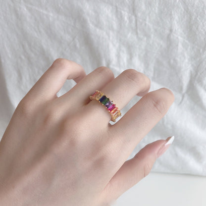 [Joyas Regalia] Anillo único de corte radiante y colorido