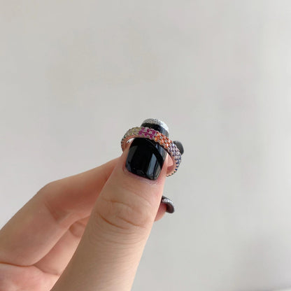 [Joyas Regalia] Anillo de tenis único, colorido y de corte redondo