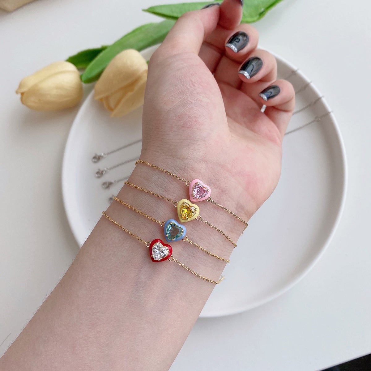 [Bijoux Regalia] Bracelet romantique scintillant en forme de cœur pour amoureux