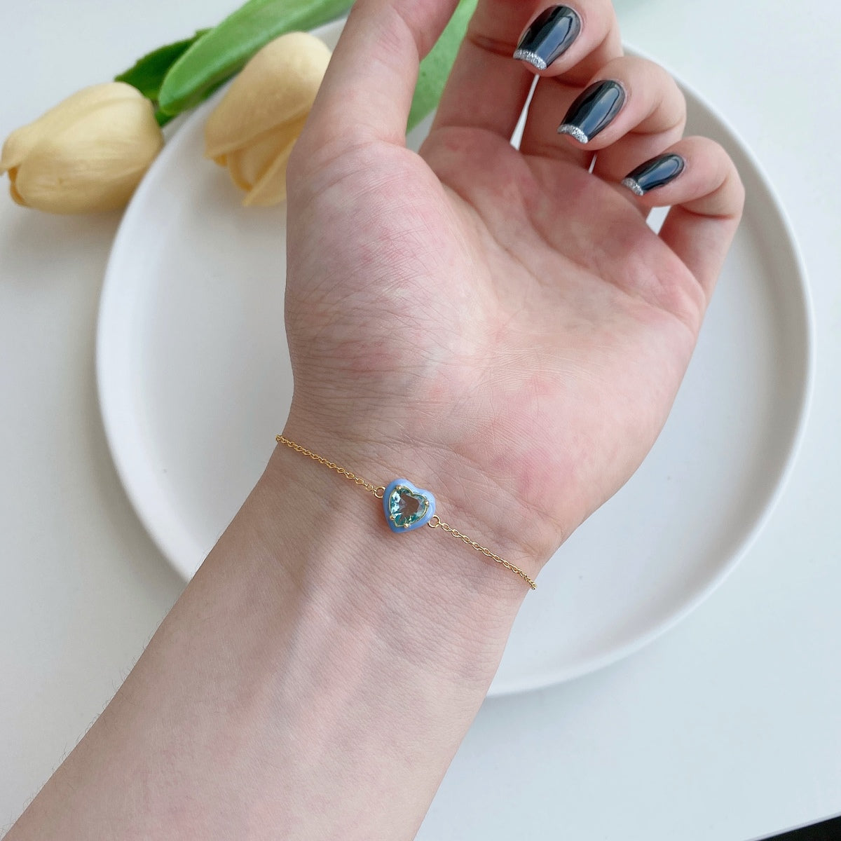 [Bijoux Regalia] Bracelet romantique scintillant en forme de cœur pour amoureux