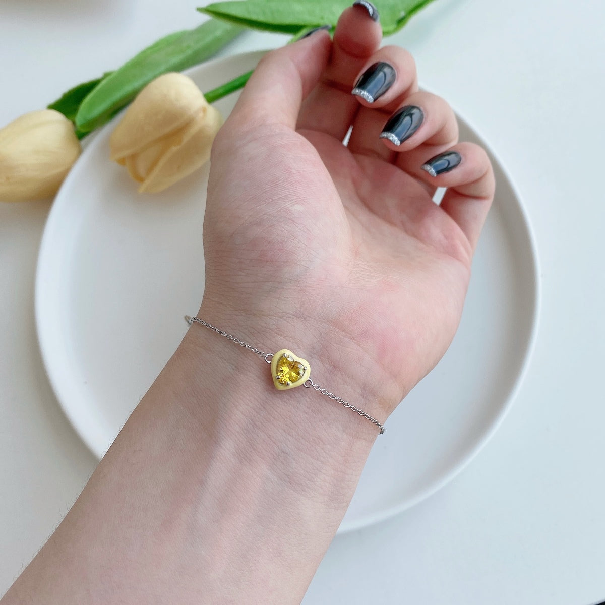 [Bijoux Regalia] Bracelet romantique scintillant en forme de cœur pour amoureux