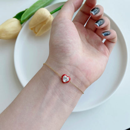 [Bijoux Regalia] Bracelet romantique scintillant en forme de cœur pour amoureux