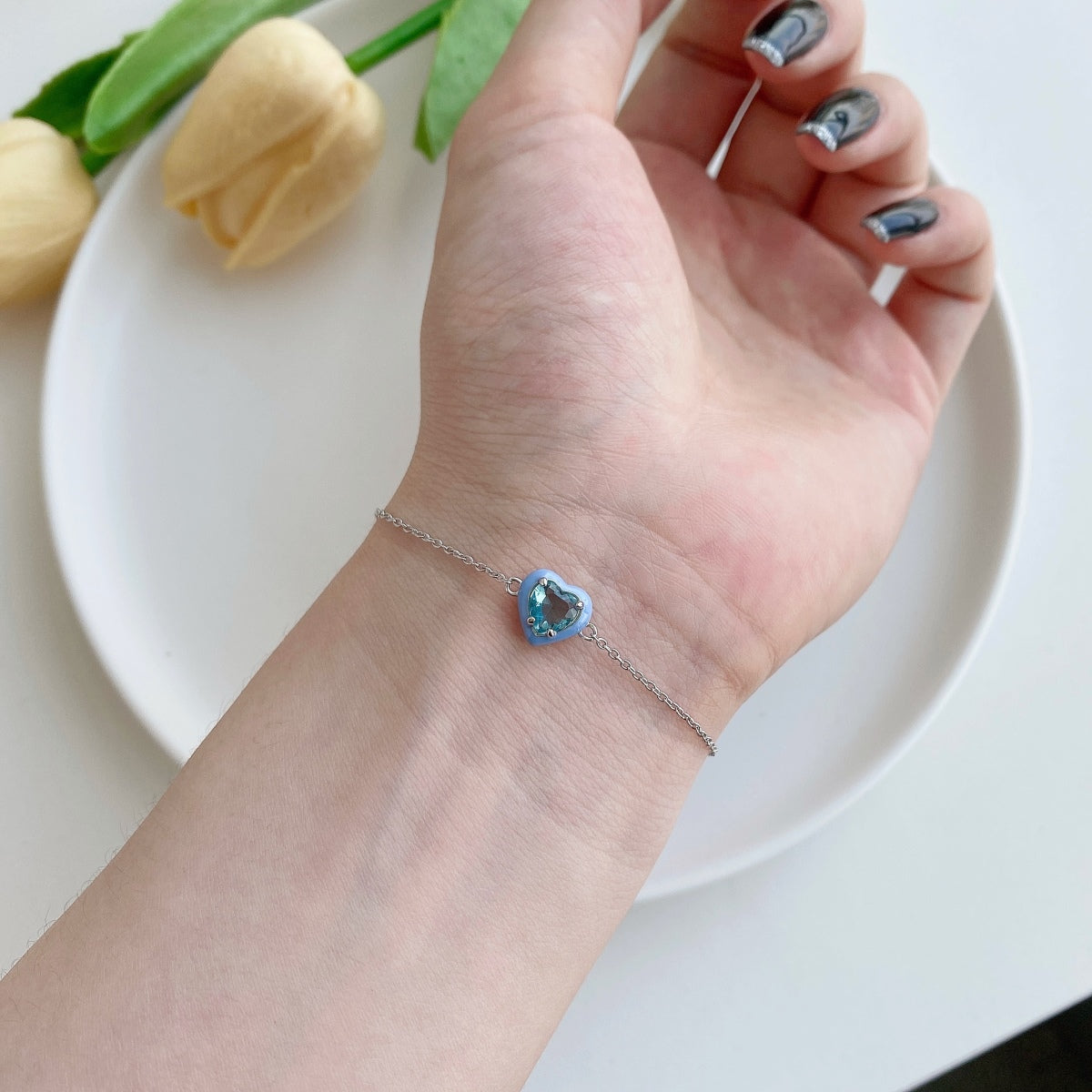 [Bijoux Regalia] Bracelet romantique scintillant en forme de cœur pour amoureux