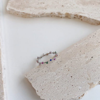 [Joyas Regalia] Anillo diario radiante y colorido de corte redondo