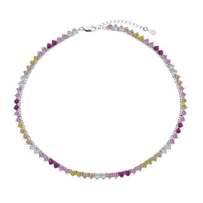 [Joyas Regalia] Collar de tenis con corazón brillante y colorido