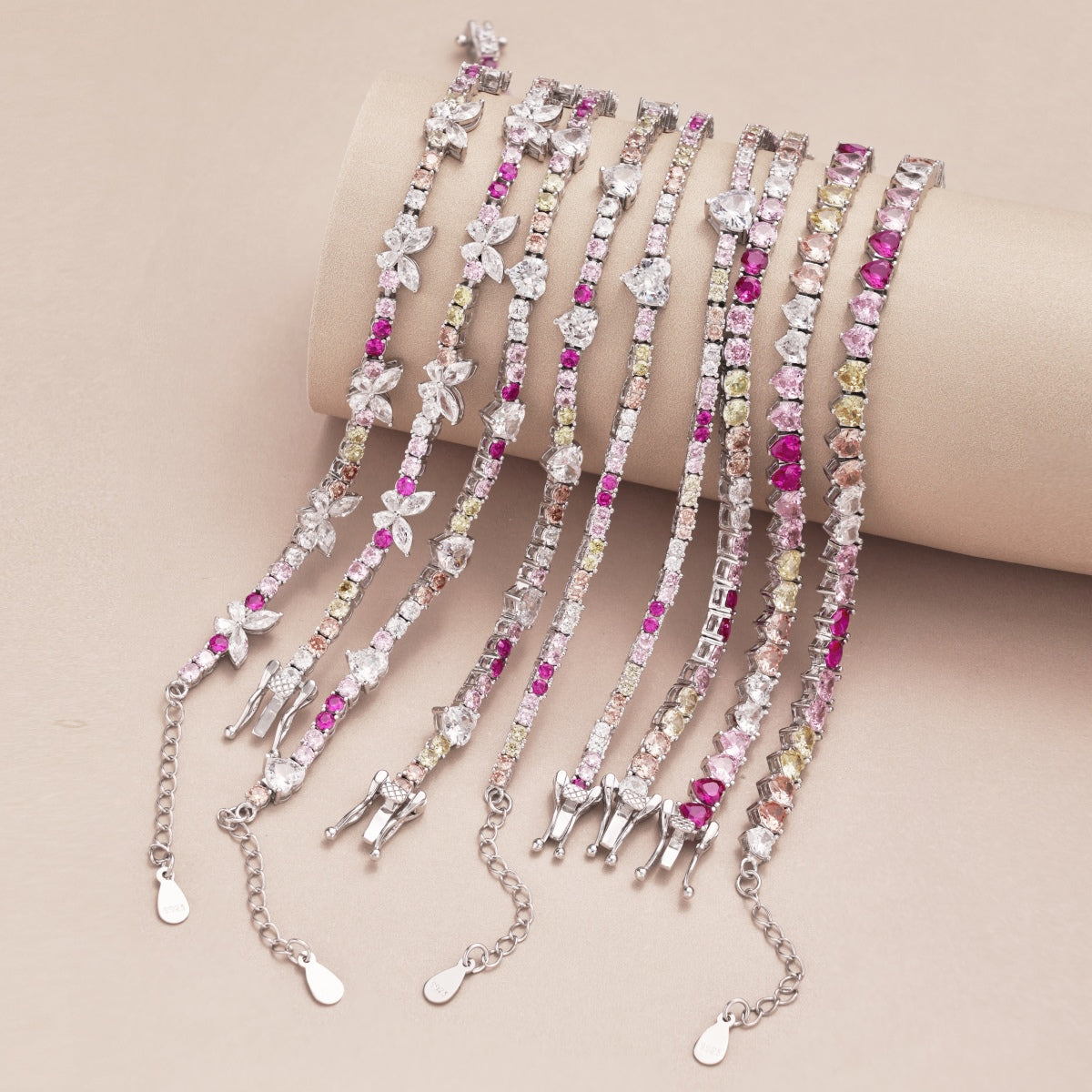 [Joyas Regalia]Delicada cadena de tenis de arcoíris de colores