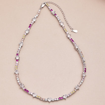 [Joyas Regalia]Delicada cadena de tenis de arcoíris de colores