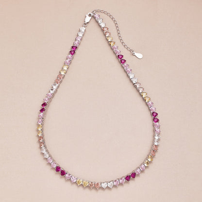 [Joyas Regalia] Collar de tenis con corazón brillante y colorido