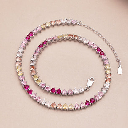 [Joyas Regalia] Collar de tenis con corazón brillante y colorido