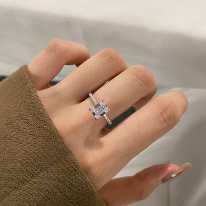 [Joyas Regalia] Anillo de fiesta de 2,0 quilates con corte radiante y ornamentado brillante