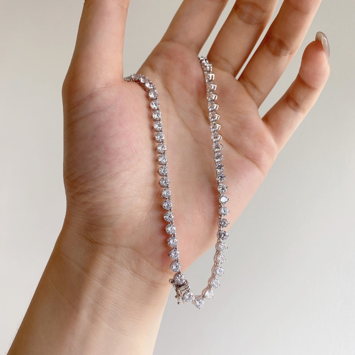 [Joyas Regalia]Collar de tenis con corte de corazón ornamentado