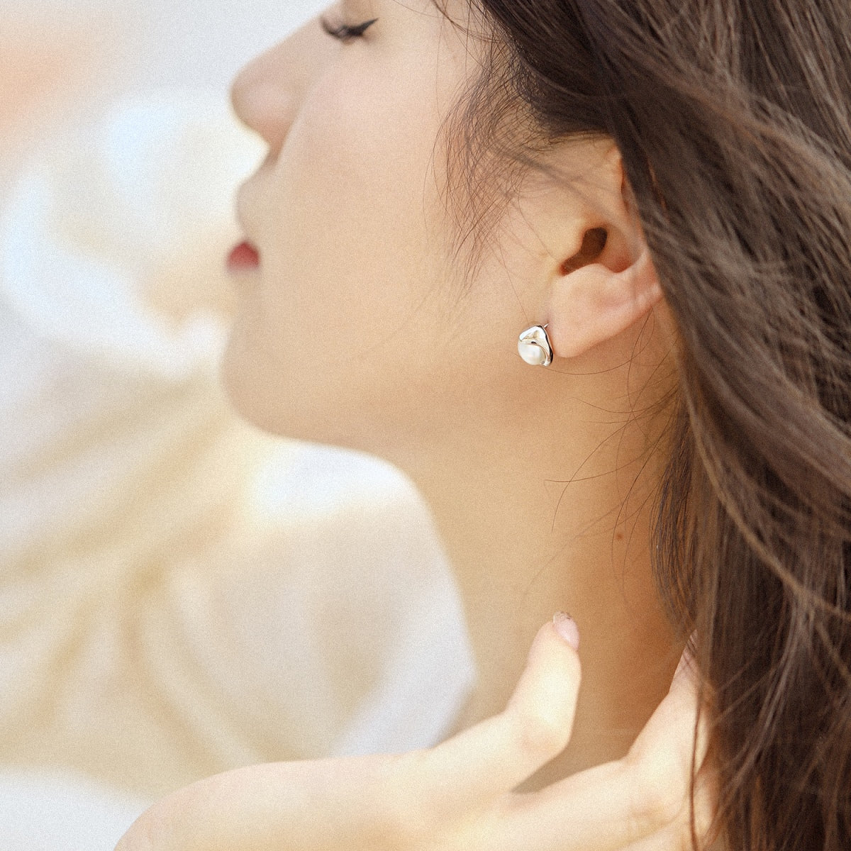 [Regalia jewelry]Dainty Bread Pearl Earrings