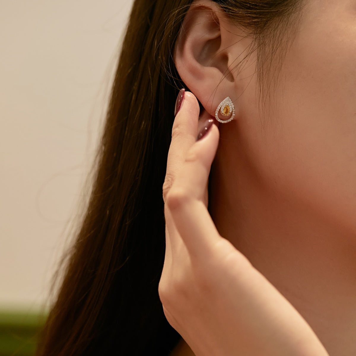 [Regalia jewelry]Sparkling Delicate Water Drop Shape Daily Earrings