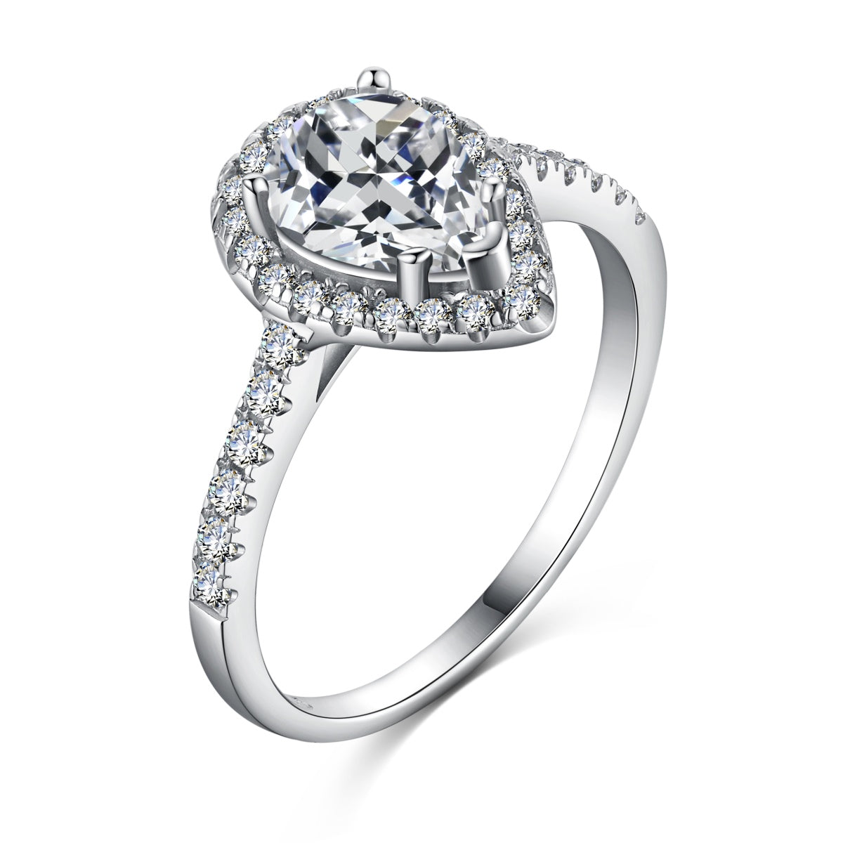 [Joyas Regalia] Anillo de bodas lujoso y resplandeciente de 1 quilate con forma de gota de agua