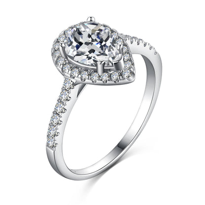 [Joyas Regalia] Anillo de bodas lujoso y resplandeciente de 1 quilate con forma de gota de agua