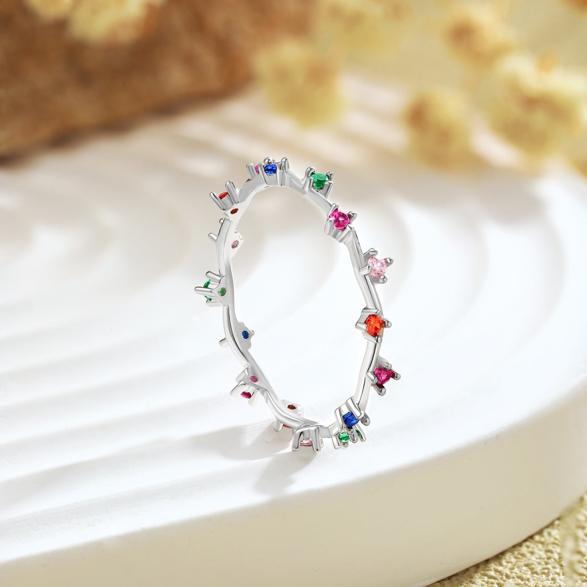 [Joyas Regalia] Anillo diario radiante y colorido de corte redondo