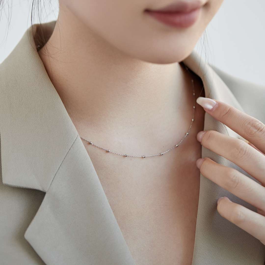 [Regalia jewelry]Small Bead Clavicle Chain Simple Necklace