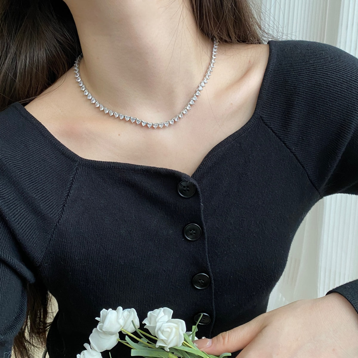 [Bijoux Regalia] Collier tennis orné en forme de cœur