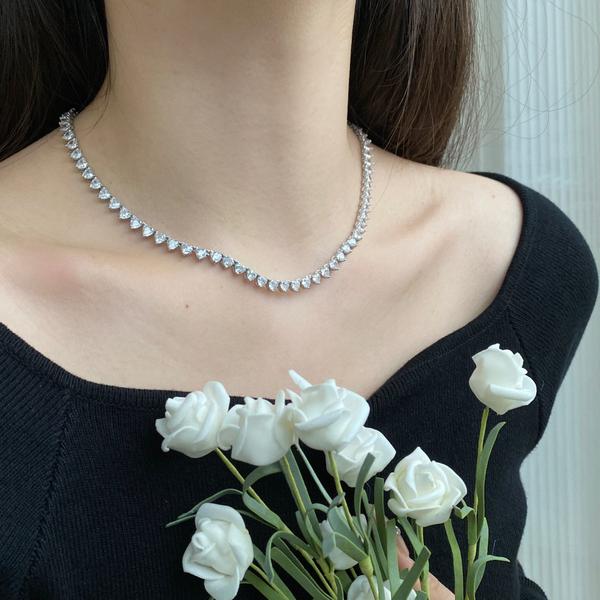 [Bijoux Regalia] Collier tennis orné en forme de cœur