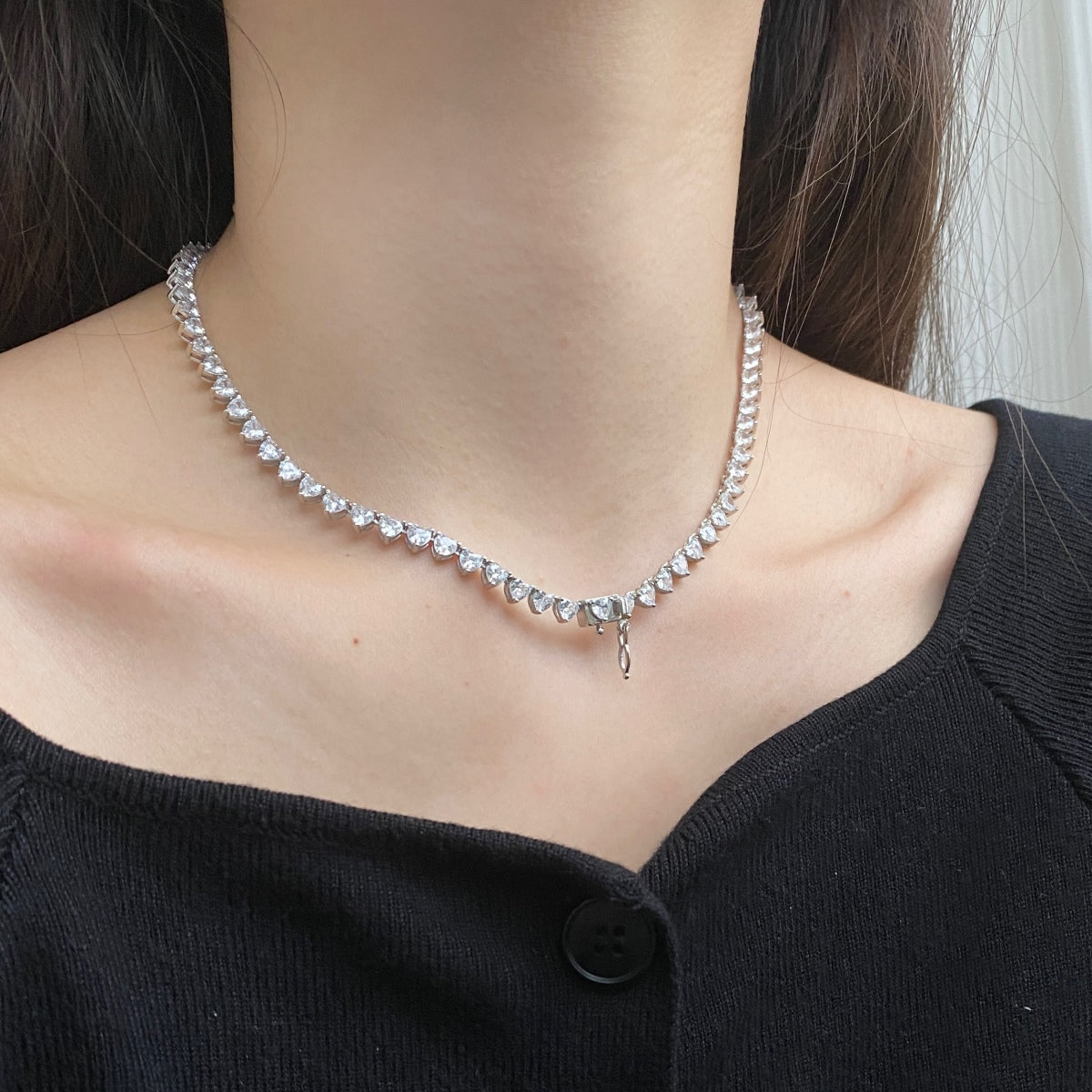 [Bijoux Regalia] Collier tennis orné en forme de cœur