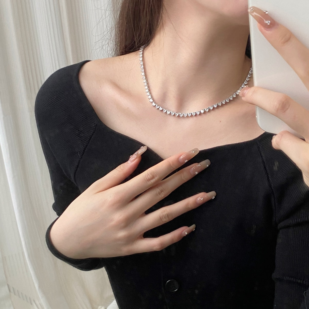 [Bijoux Regalia] Collier tennis orné en forme de cœur