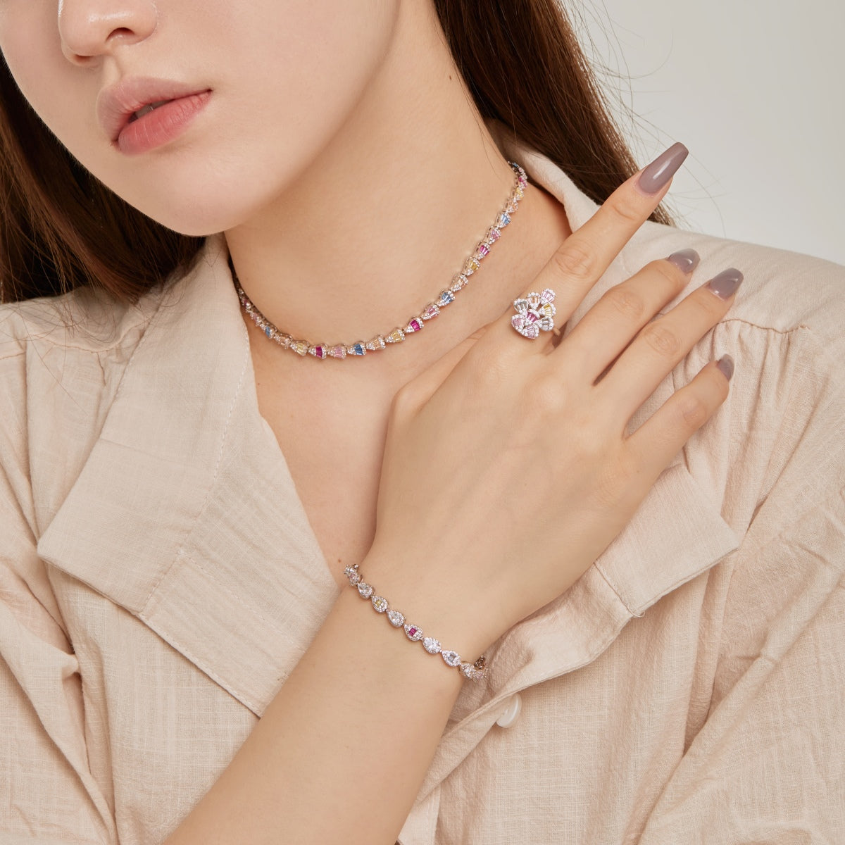 [Regalia jewelry]Radiant Colorful Rainbow Necklace