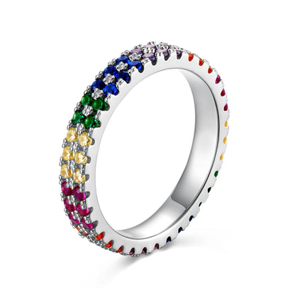 [Joyas Regalia] Anillo de tenis único, colorido y de corte redondo