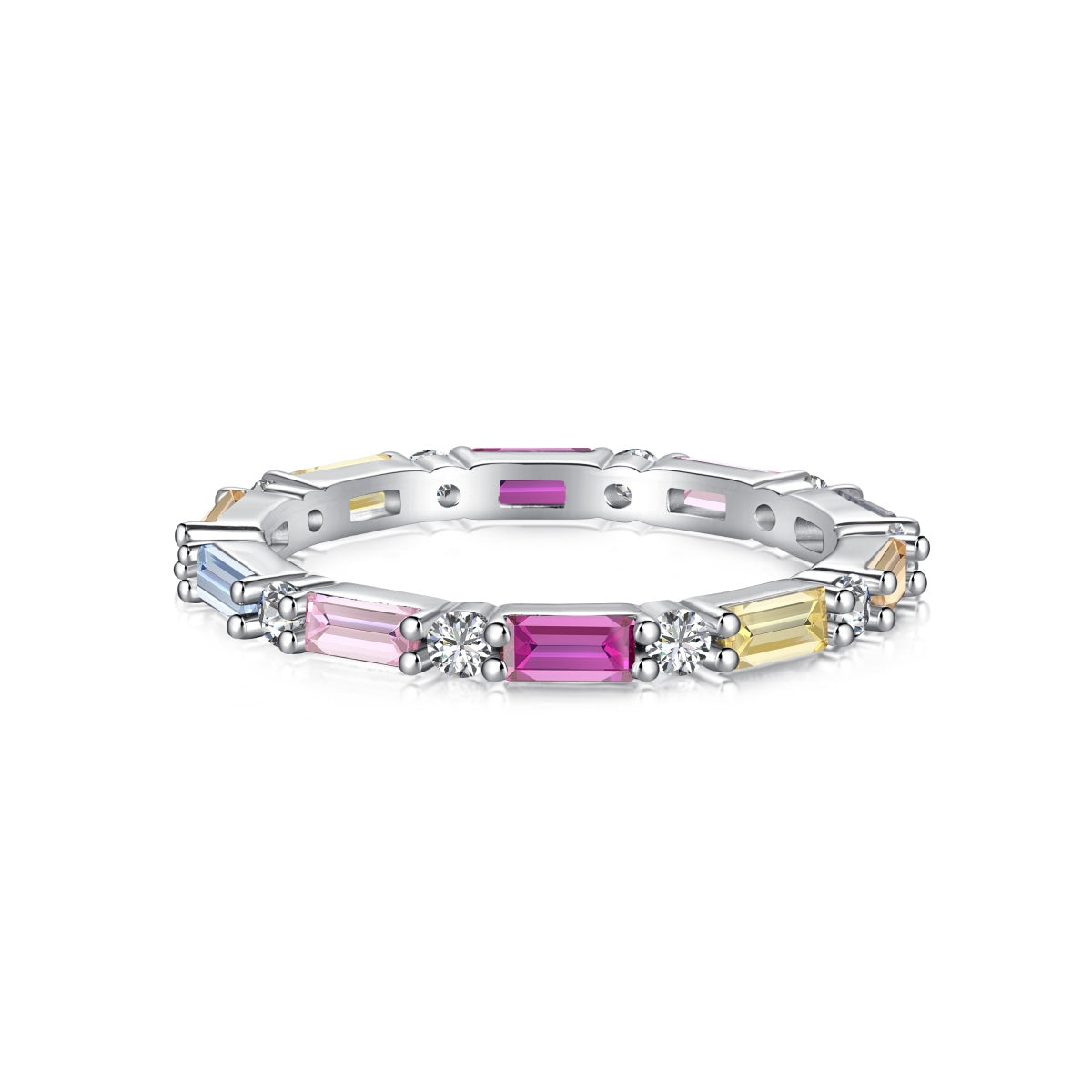 [Joyas Regalia] Anillo diario elegante con corte radiante y vibrante en tonos vibrantes