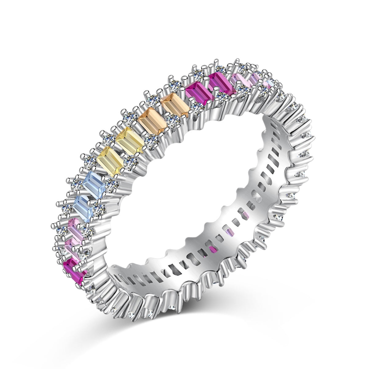 [Joyas Regalia] Anillo de cóctel con corte esmeralda adornado y llamativo