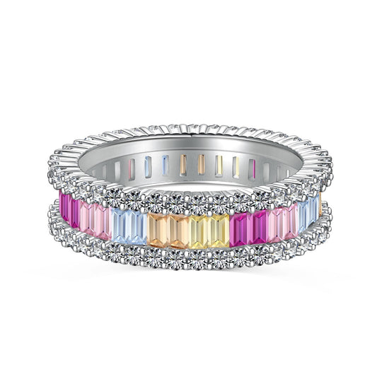 [Joyas Regalia] Anillo diario delicado con corte esmeralda caleidoscópico