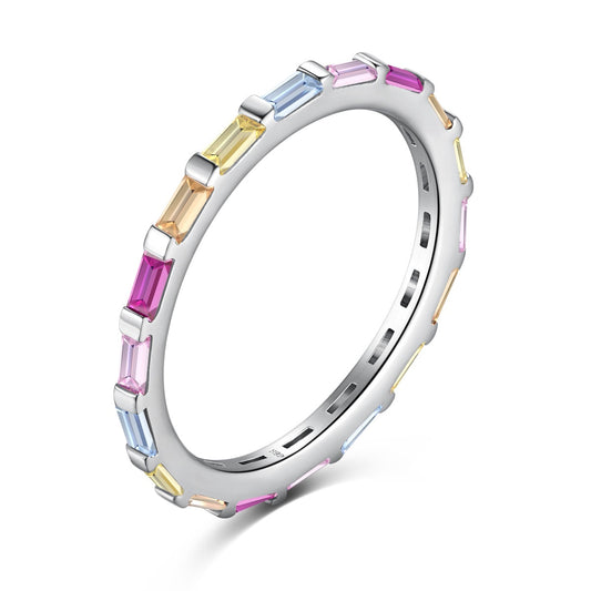 [Joyas Regalia] Exquisito anillo diario con corte esmeralda multicolor